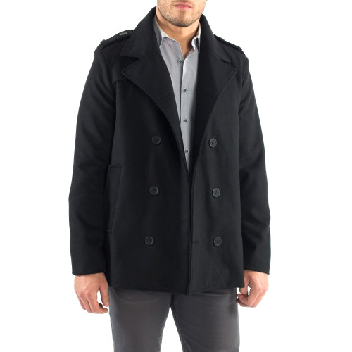 Alpine Swiss Jake Mens Wool Pea Coat Double Breasted Peacoat